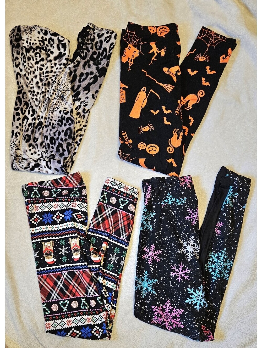 Women/Junior 4 PAIR No Boundaries Eye Candy Halloween Christmas LEGGINGS MED 7-9